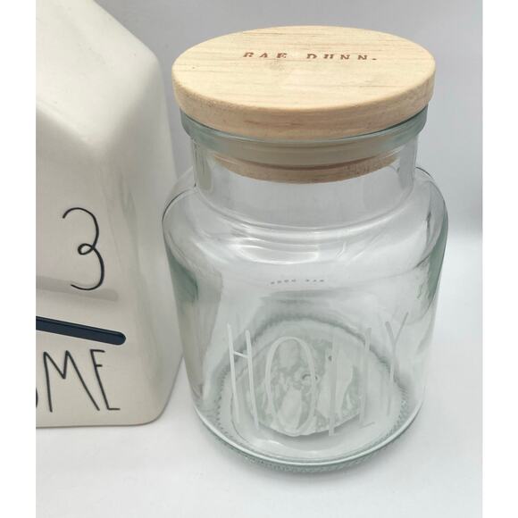 Rae Dunn Three Piece Combo - Clock and Two Jars Holly and Jolly - Picture 4 of 9